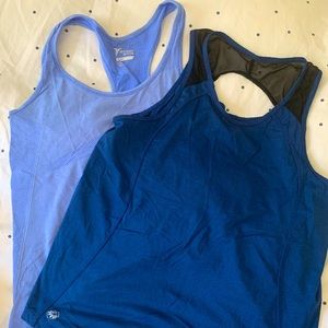 Set of two blue athletic tank tops
